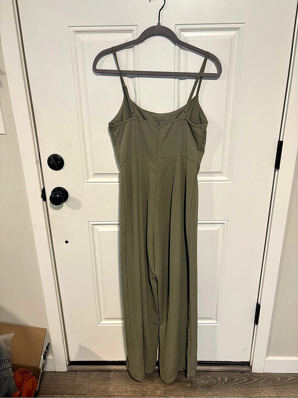 Cider Solid Cowl Neck Stitch Jumpsuit Green Size Small Like New